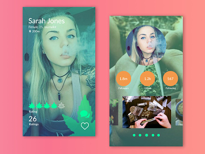 Profile Screens application design profile social social app ui ux weed