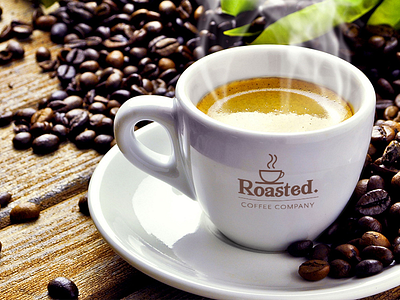 Roasted Coffee - Coffee Shop Logo coffee coffee cup coffee cup mockup coffee shop coffee shop logo logo roasted