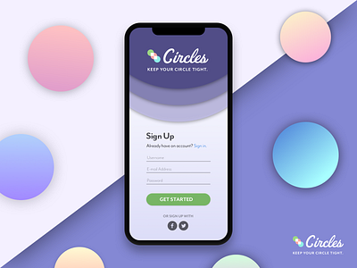 Daily UI #001 - Sign Up Screen circles daily ui daily ui 002 daily ui challenge dailyui social media social media app