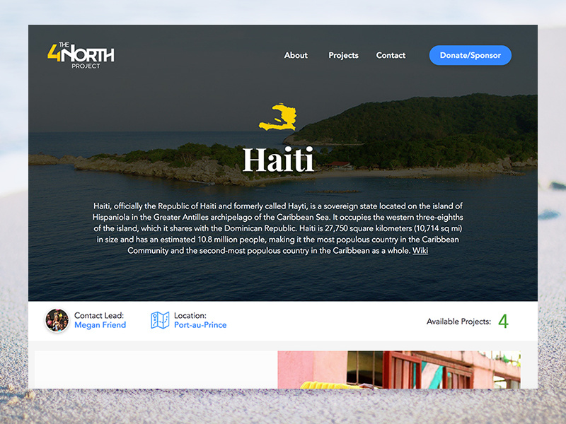 4North - Landing Page - Haiti nonprofit haiti maps ui visual design