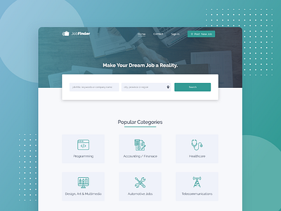Landing Page Job Finder categories design job job application jobfinder landing landing design landing page landingpage web webdesign website