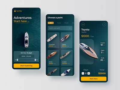 Yacht Booking Service Application app boat booking ecomerce rent rental app sailboat sailor ship travel yacht yachting