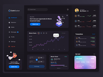 Crypto Dashboard - Dark Mode by Amir Moradi on Dribbble