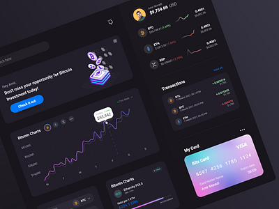 Crypto Dashboard - Dark Mode by Amir Moradi on Dribbble