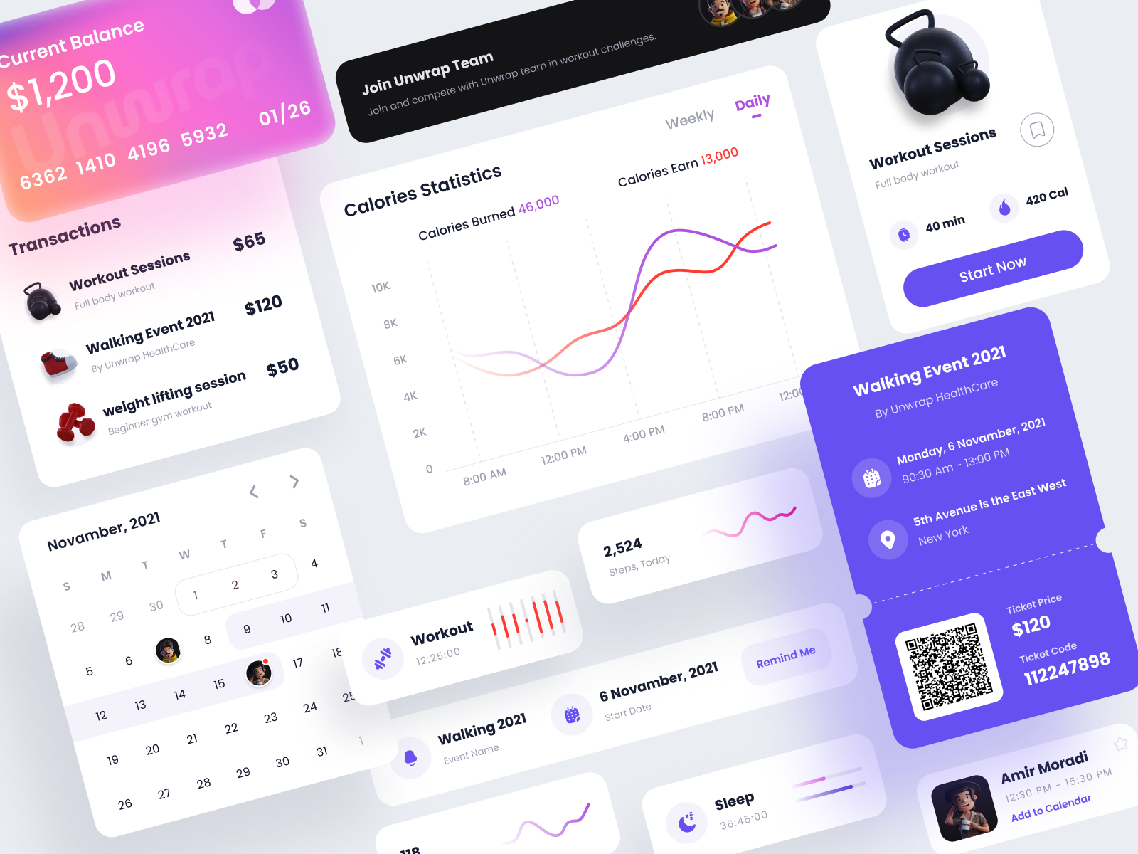 Health - Component by Amir Moradi for Unwrap on Dribbble