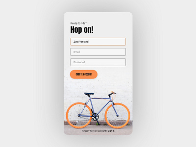 Daily UI 001 - Sign Up Page bike bikes daily ui dailyui sign in sign up signup ui