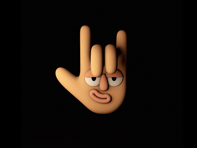 Rock sign 🤟 3d c4d character emoji illustration render rock
