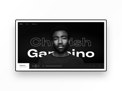 Childish Gambino. Concept web page black white clean layout music ui web website