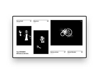 Grammy awards black white concept layout music page typography ui web website