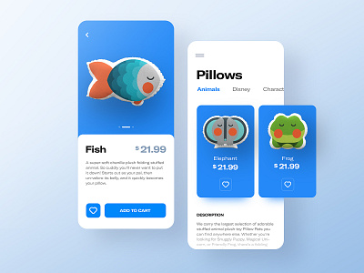 Pillow shop 😴 - concept application animals app c4d ios mobile shop ui