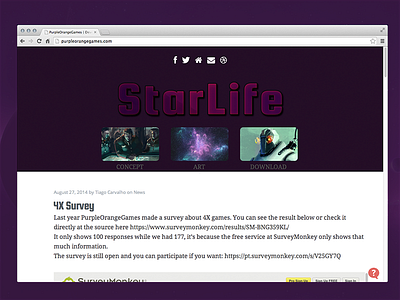 New StarLife Site blog casper game purpleorangegames site starlife theme web wordpress