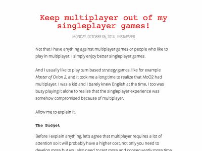 Keep multiplayer out of my singleplayer games!