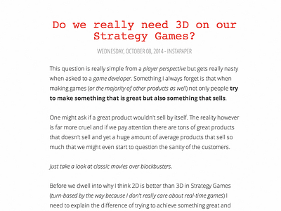 Do we really need 3D on Strategy Games? 3d article games strategy tiagocarvalho