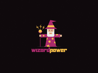 Wizard Power ball electricity hat logo magic magician merlin robe sceptre stars vector wizard