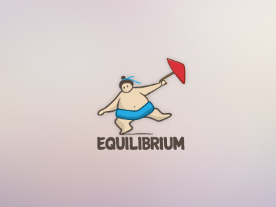 Equilibrium asian branding japanese line logo mark sumo umbrella vector