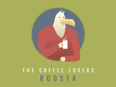 ROOSTA beak bird caffeine character design chicken circle coffee cup feather hot mug rooster round sweater