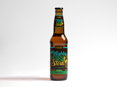 Mighty Oaks Stout - Beer Bottle Label alcohol beer beer branding beer label bottle bottle design branding brewery craft beer design drink label label design lettering logo package design packaging product design stout typography