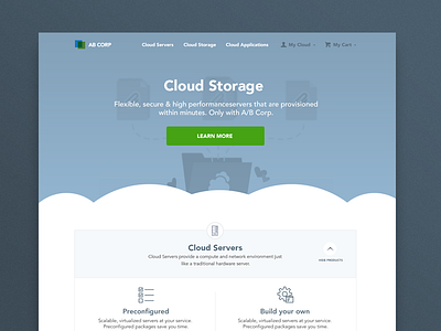An overcast early draft cloud exploration landing page mockup
