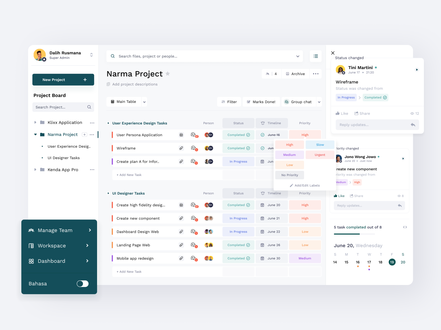 Table View - Project Management Tools by Dalih Rusmana on Dribbble