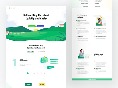 Farmscout Landing Page buyer design farm farmland green hero image hero section homepage landingpage seller simple clean interface simple illustration ui uidesign ux webdesign