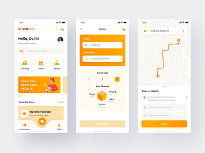 VegBox App | Exploration apps home home screen logistic map mobile mobileweb shipment shipping simple uidesign userinterface uxdesign yellow