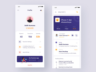 Profile & Tracking | VegBox App Exploration #2 android apps design item logistic mobile profile search settings shipment shipping tracking ui uidesign userinterface ux uxdesign webapp