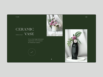 Ceramic Vase ceramic concept design designer figma green typography ui ux vase web web site webdeisgn website