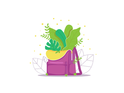Рюкзак с растениями backpack design green illustration illustrator plant vector violet