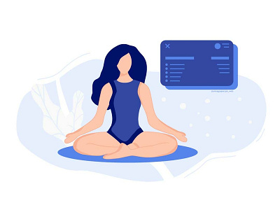 Иллюстрация для лендинга blue charachter design girl graphic design illustration illustrator top vector yoga