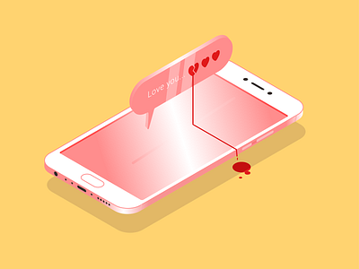 Love you branding design illustration illustrator illustrator cc isometric isometric art isometric design meizu pink telephone vector