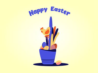 Happy Easter blue easter easter eggs happy illustration illustrator cc illustrator design orange typography vector yellow