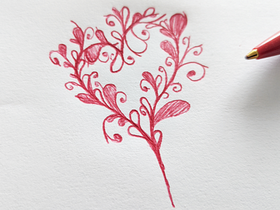 Valentine’s Day Card ❤️ 2d art card drawing florals handmade heart illustration ink paper red romantic valentines valentines day valentines day card