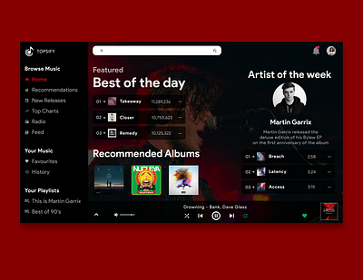 Topsify music music player spotify uidesign webdesign