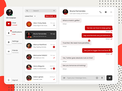 Messaging App appdesign brunofernandes dailyui dailyuichallenge figma manchesterunited messaging webdesign