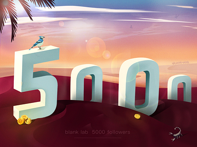 5k followersAn illustration celebrating our 5,000 followers 5k color illustrations the desert