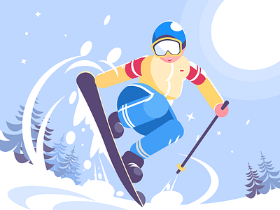 People enjoying skiing application clean design illustration illustrator people skiing snow winter woman