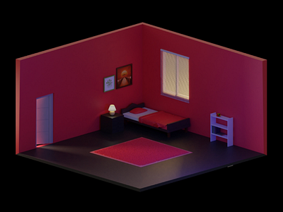 Isometric Room 3d blender c4d cycles isometric low poly render