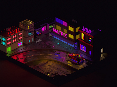 Cyberpunk Town blender cyberpunk isometric lighting modelling
