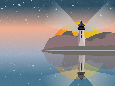 Lighthouse at Dawn adobe illustrator colors dawn grain grain texture illustrate illustrator lake light lighthouse lights muted muted colors ocean oceans search sunrise sunset texture water