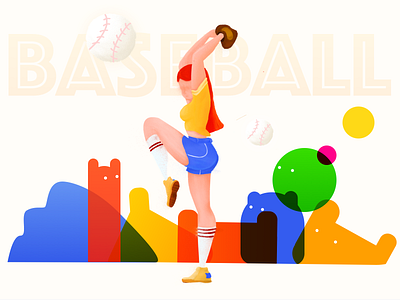 Baseball player design illustration ui web