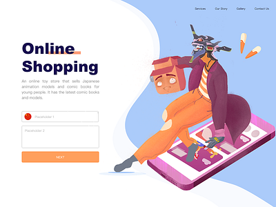 Online Shopping branding design illustration ui web website
