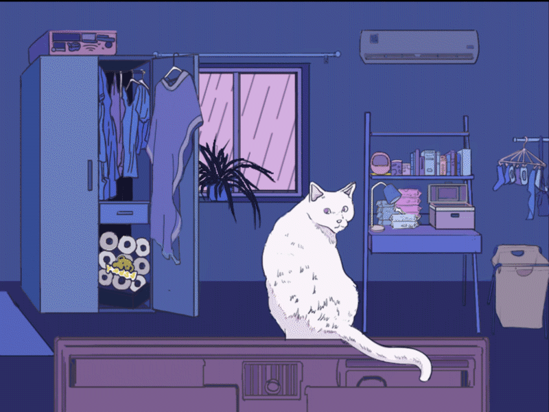 Insomnia cat illustration 插图