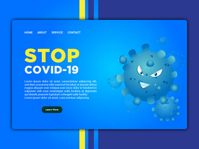 Covid-19 homepage template for website or landing page design abstract background banner business concept development flat icon illustration interface internet landing marketing menu page technology template vector web website