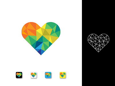 crystal heart colorful brand branding design flat design graphic design icon illustration logo typography vector