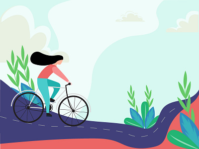 girl cycling vector illustration