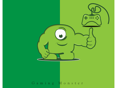 Gaming monster character design flat flat design game logo gaminglogo gmaing graphic graphic design graphic design green icon illustration logo moster one eye