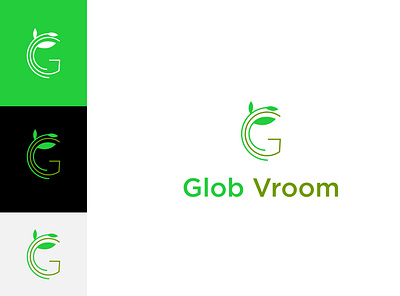 Glob Vroom logo G icon with leaf brand branding design ecology logo flat design g icon graphic design illustration leaf leafs logo vector