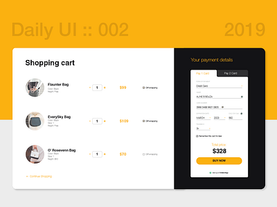 Daily UI :: 002 Credit Card Checkout credit card checkout shopping ui web design