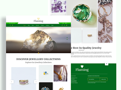 Flaming Jewelry Website UI Design branding cards clean ecommerce elegant flaming graphic design jewelry jewelry shop landing page luxury prime ui uiux ux web website
