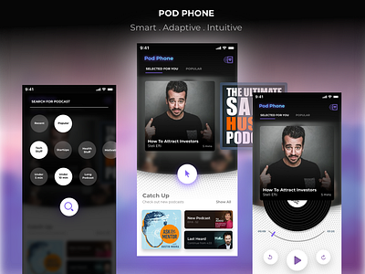 Pod Phone Concept _ By Voxel Studios concept podcast podcast app ui ux